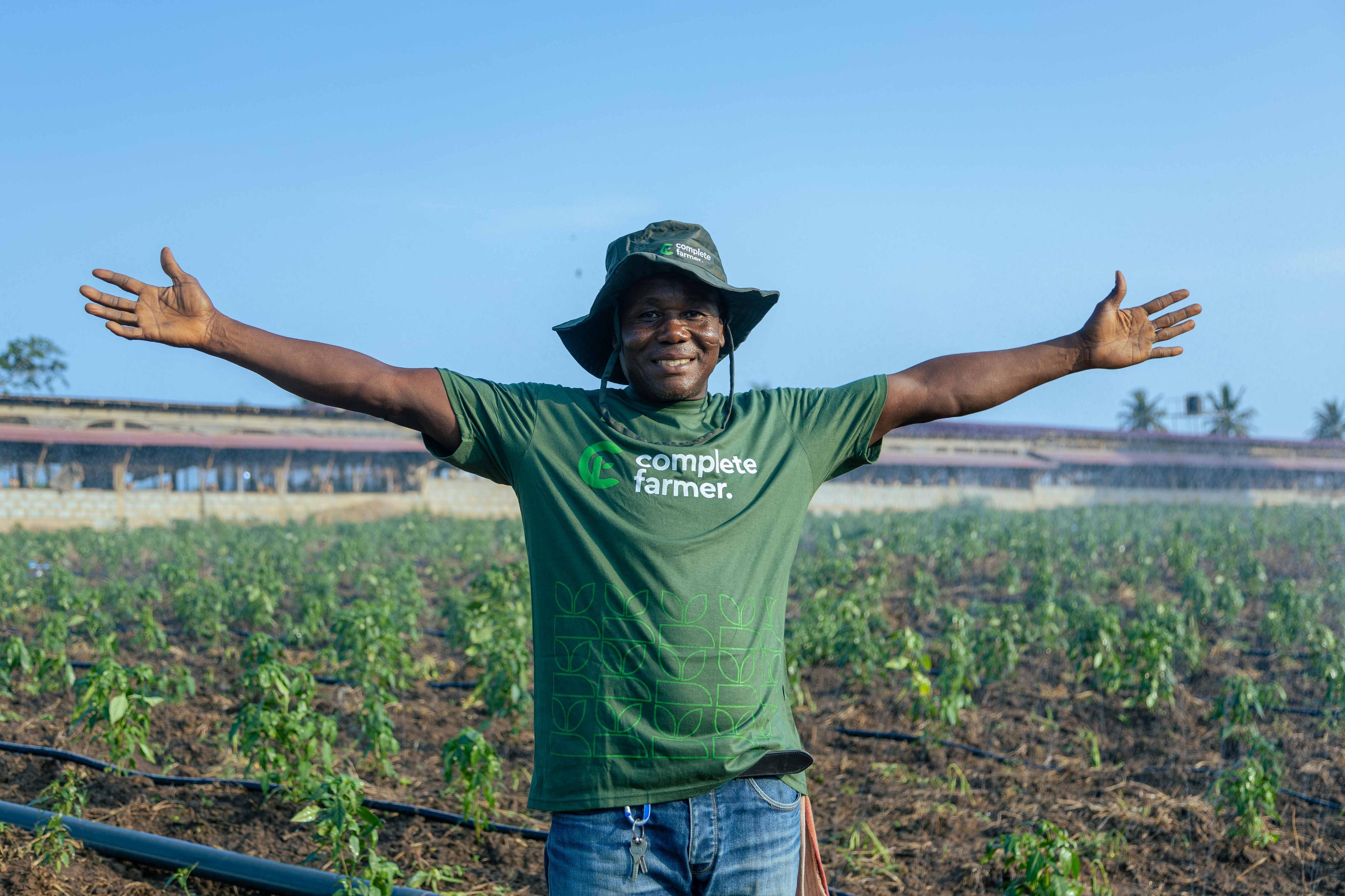 Farmer collecting crops